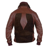 Blouson aviateur en cuir de mouton marron style American Racer pour homme
